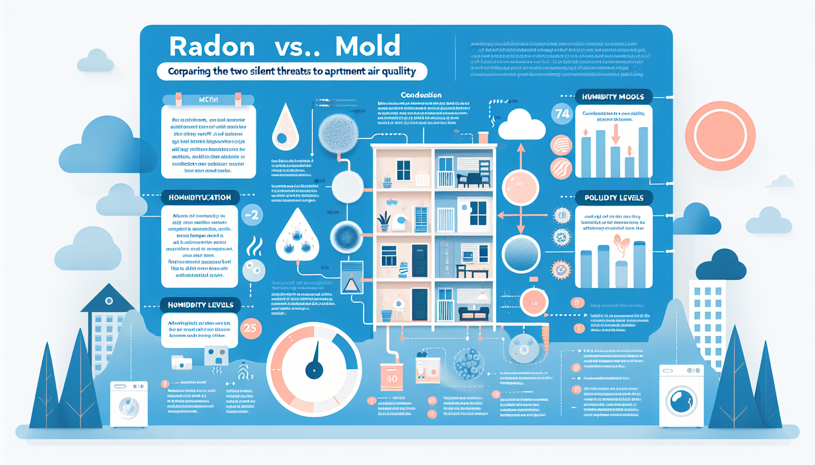 radon vs mold apartment air quality infographic