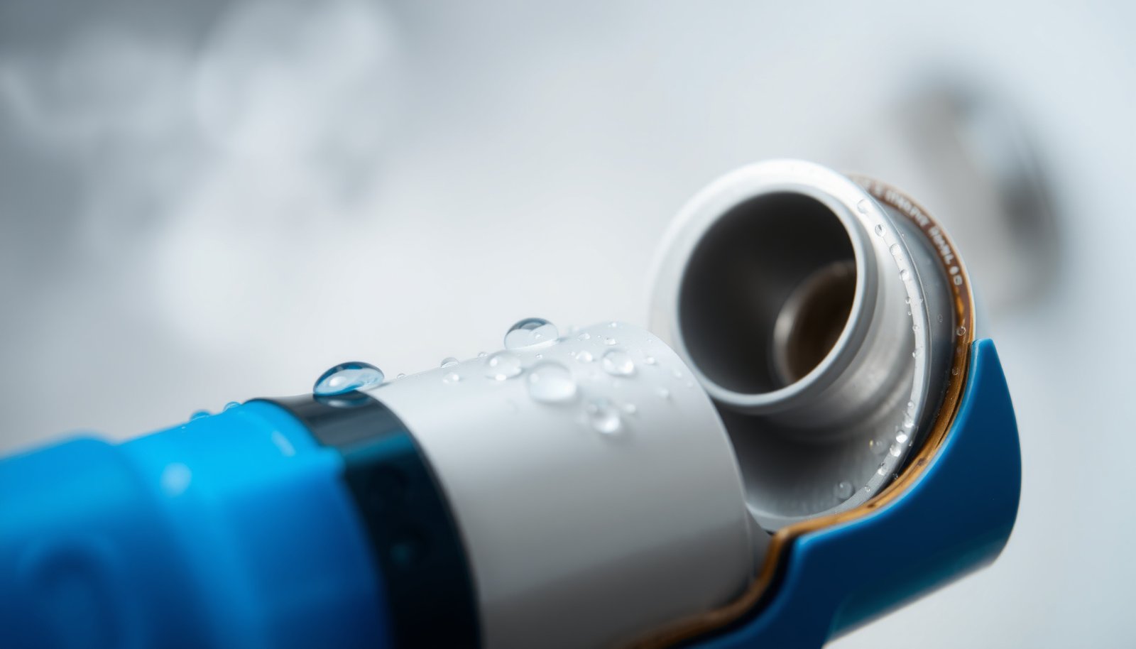 humidity and asthma inhalers close-up view
