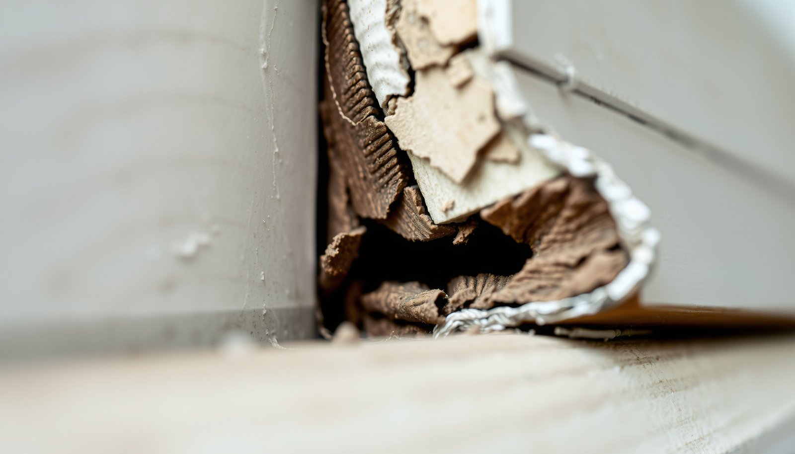 caulking around windows close-up view