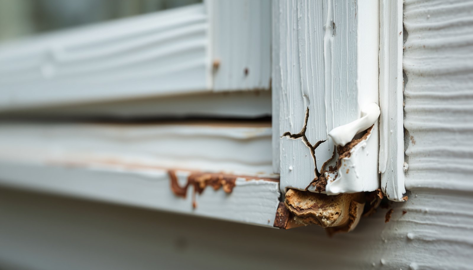 caulking exterior windows close-up view