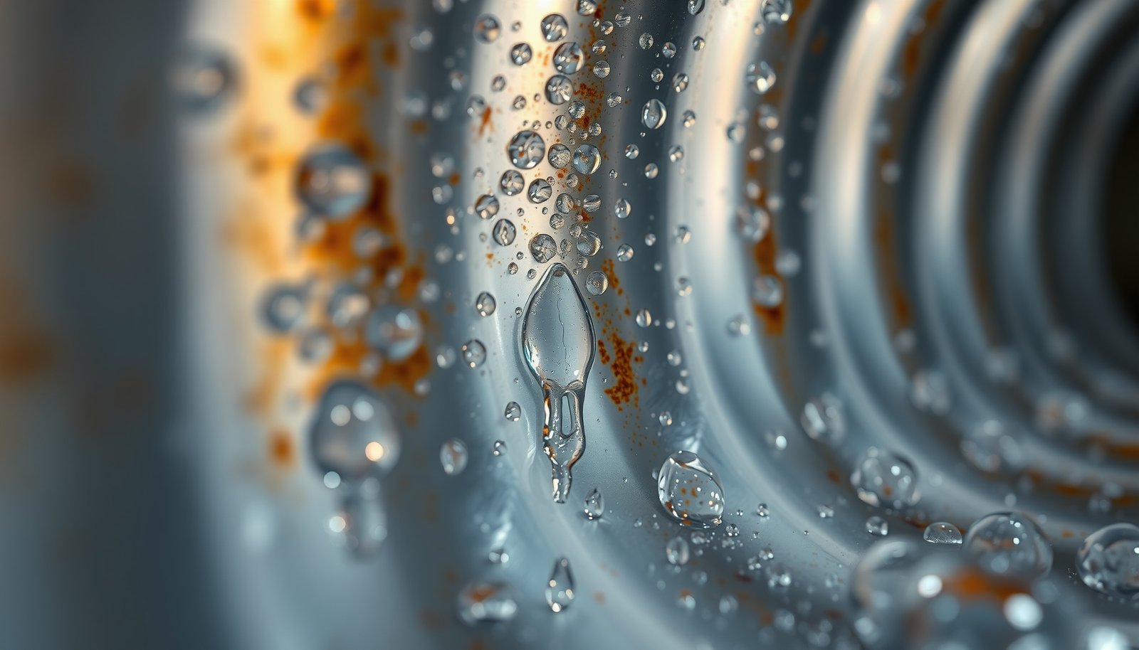 condensation on ductwork close-up view