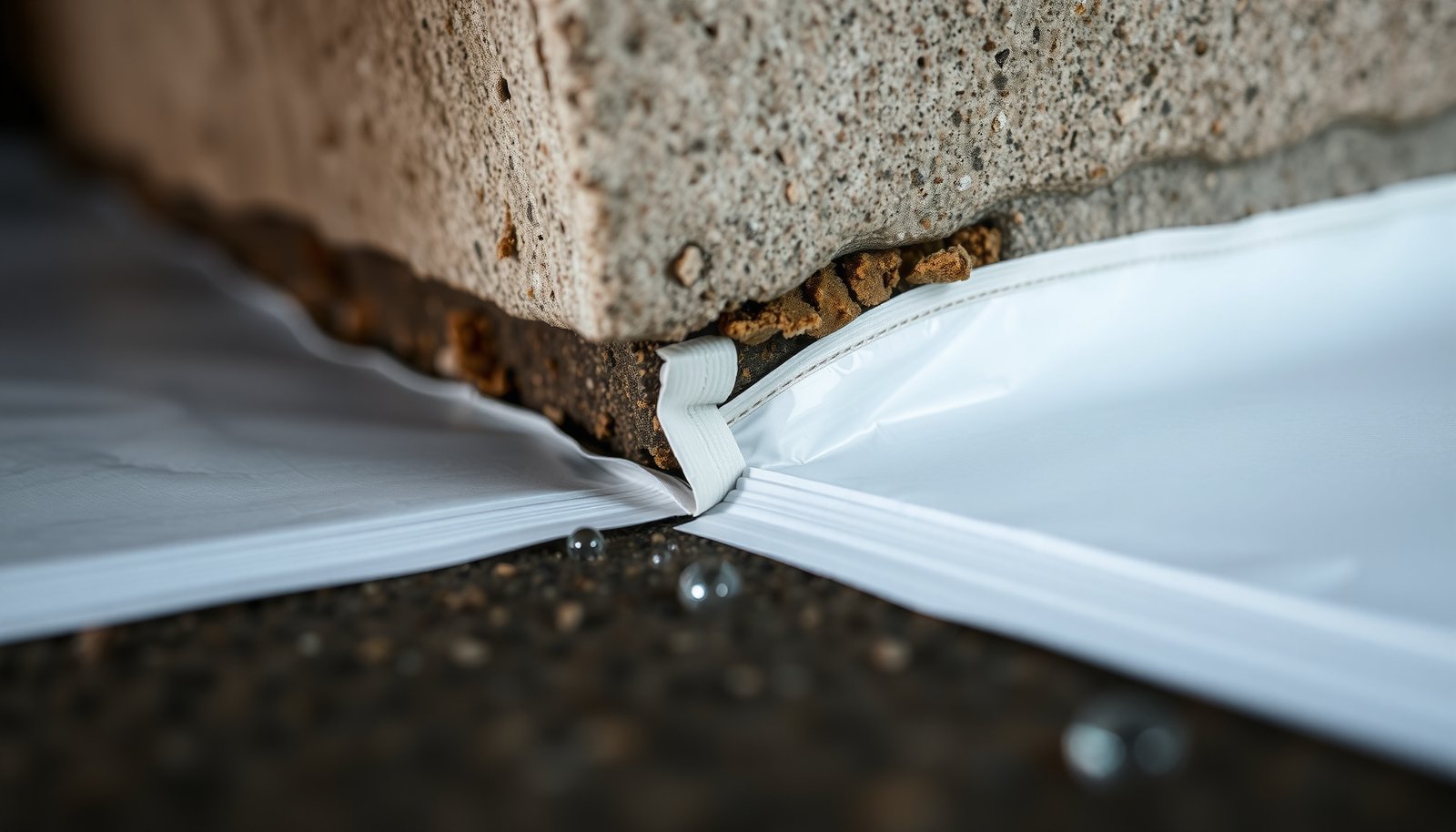 crawl space encapsulation basement moisture close-up view