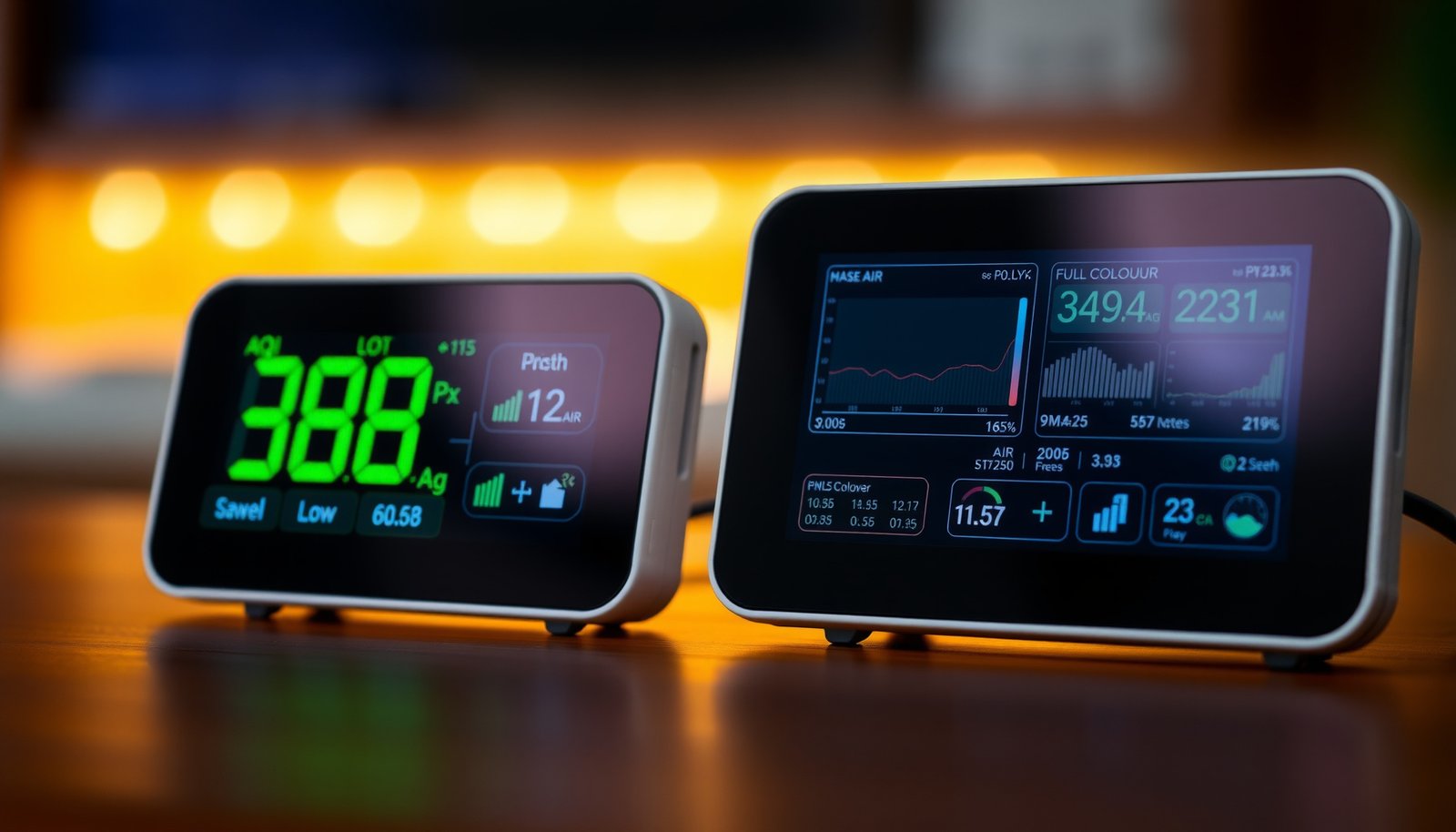 indoor air quality monitor comparison close-up view