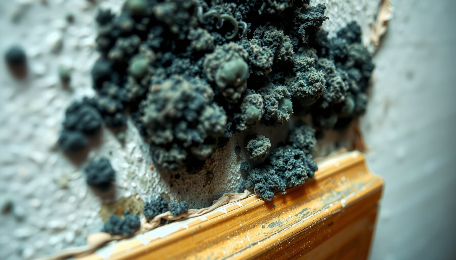 mold after water damage close-up view