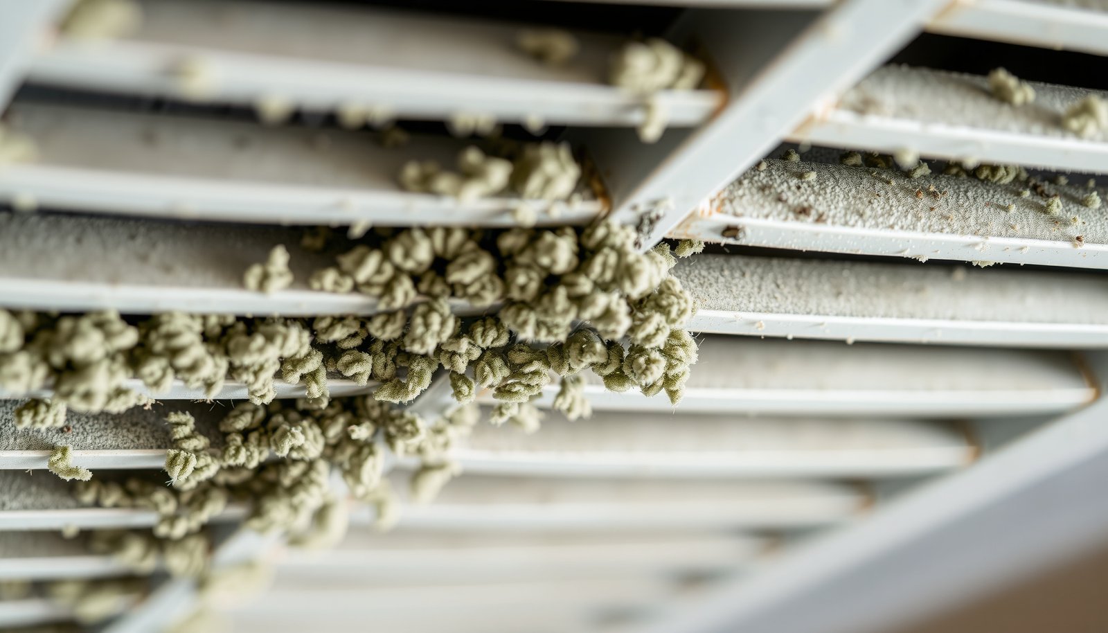 mold spores central AC close-up view