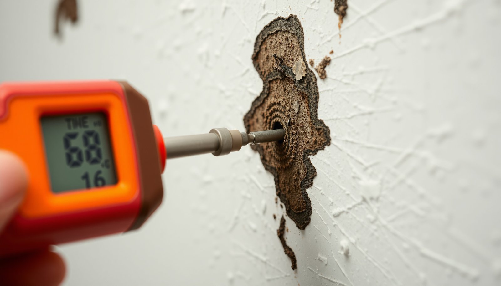 home inspector mold inspection close-up view
