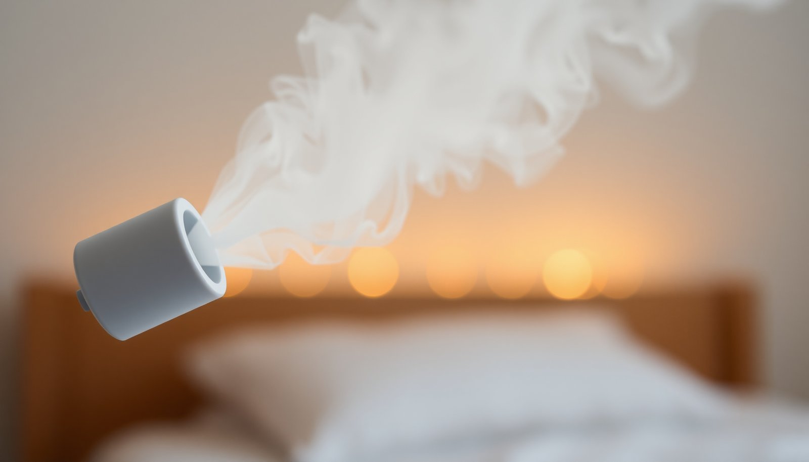 humidifier distance from bed close-up view