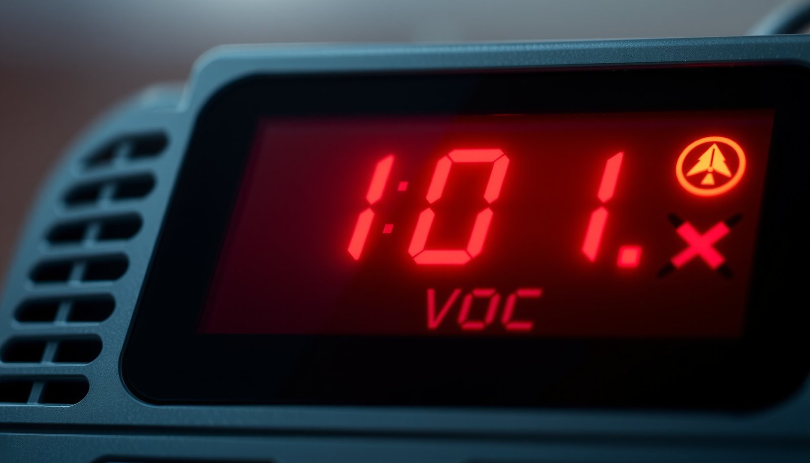 VOC spike every morning air quality monitor close-up view