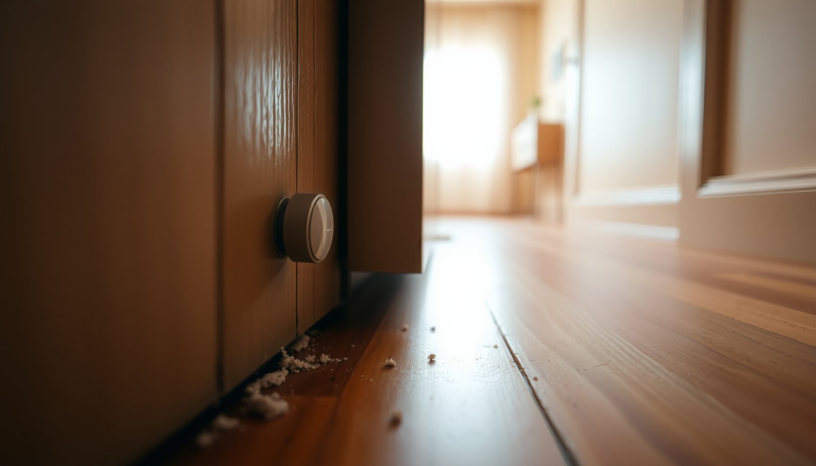 closing bedroom door at night sleep quality close-up view