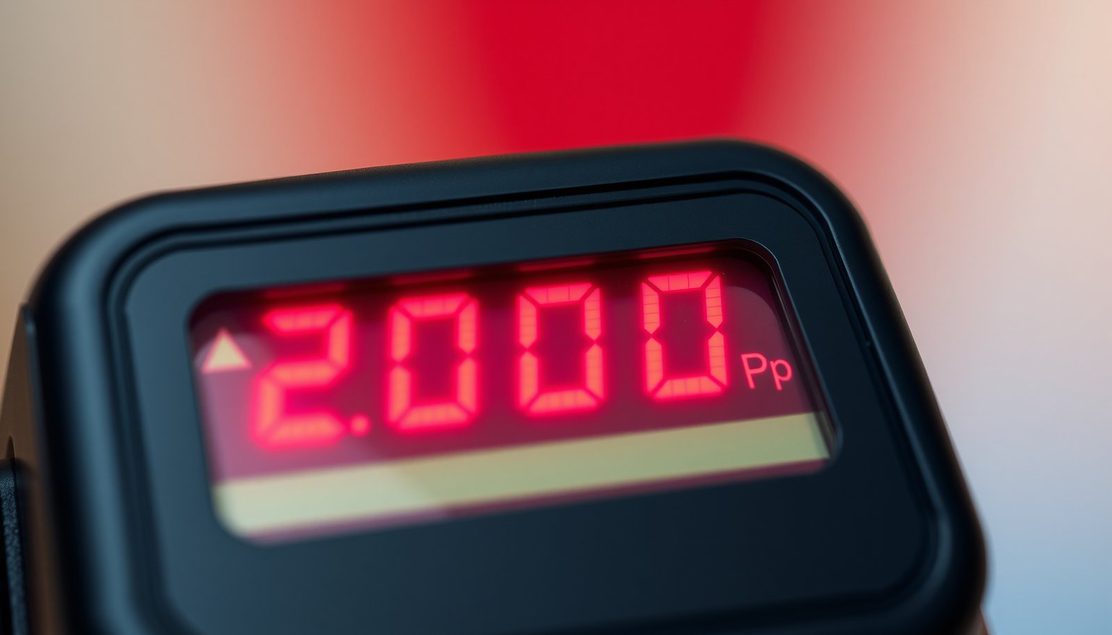 CO2 monitor 2000 ppm bedroom close-up view