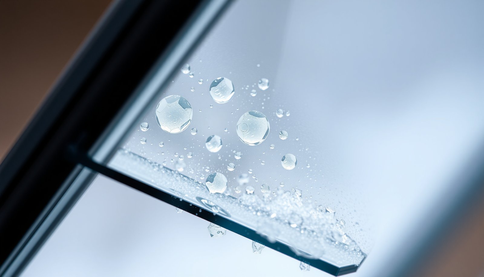condensation on windows bad insulation or high humidity close-up view