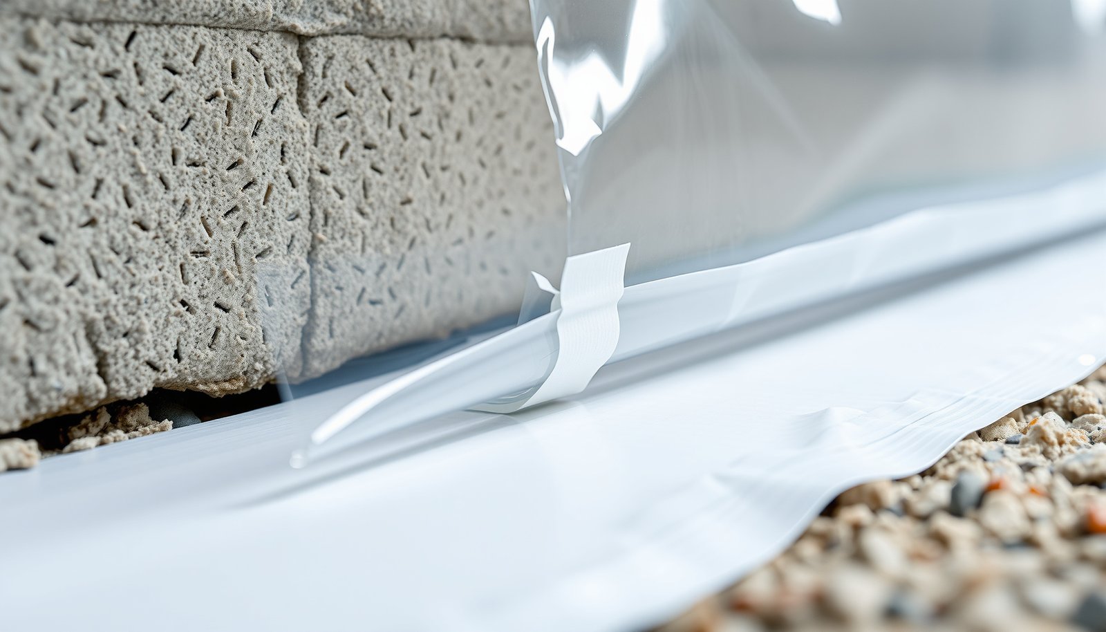 crawl space vapor barrier vents close-up view