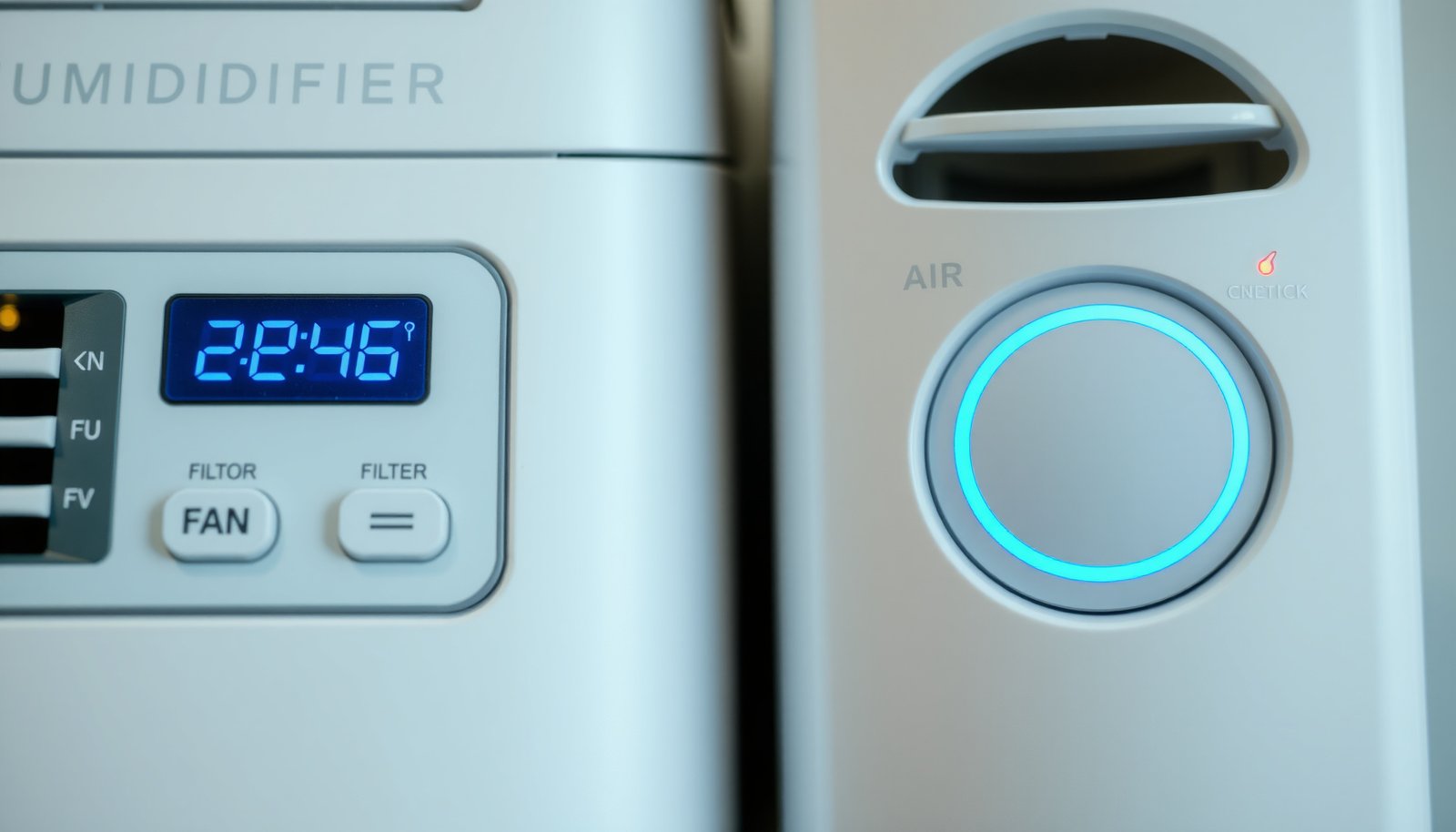 dehumidifier vs air purifier close-up view