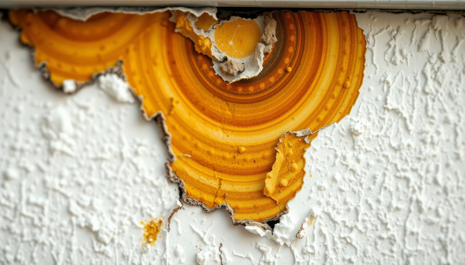 drywall damage under window from condensation close-up view