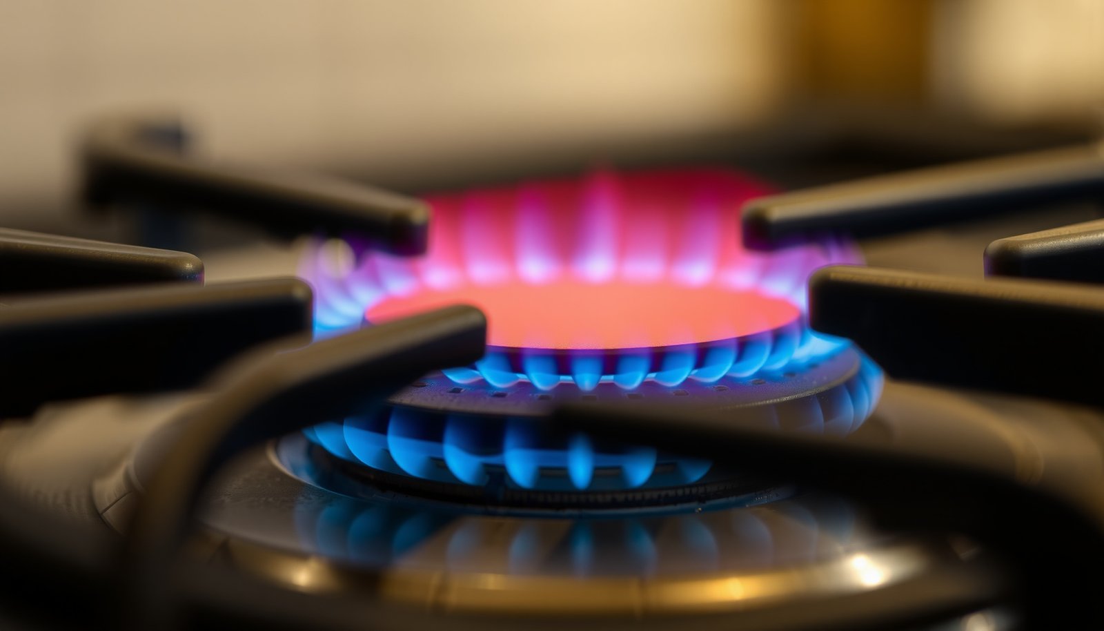 gas stove VOC emissions without hood close-up view