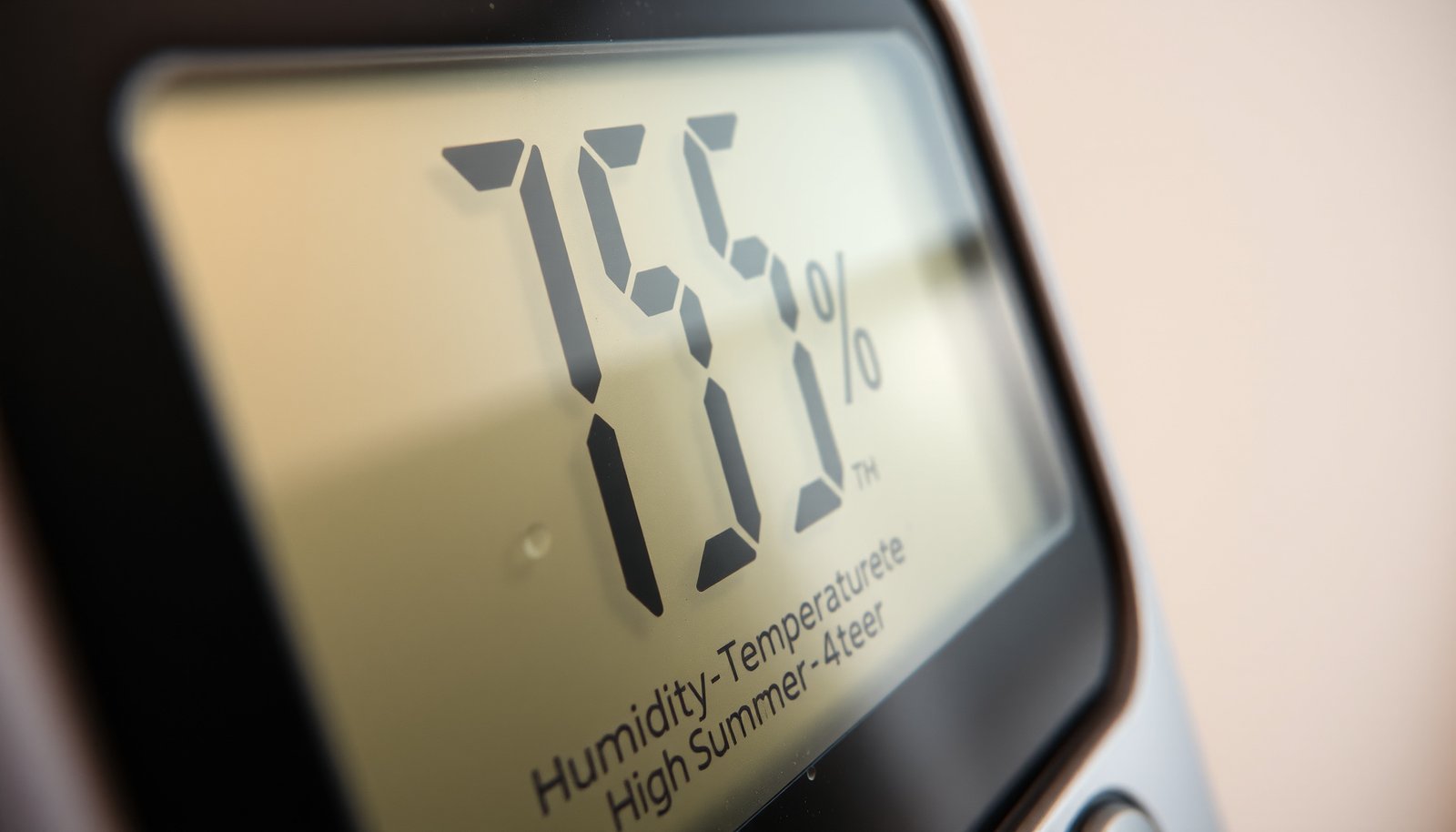 75% humidity in apartment during summer close-up view