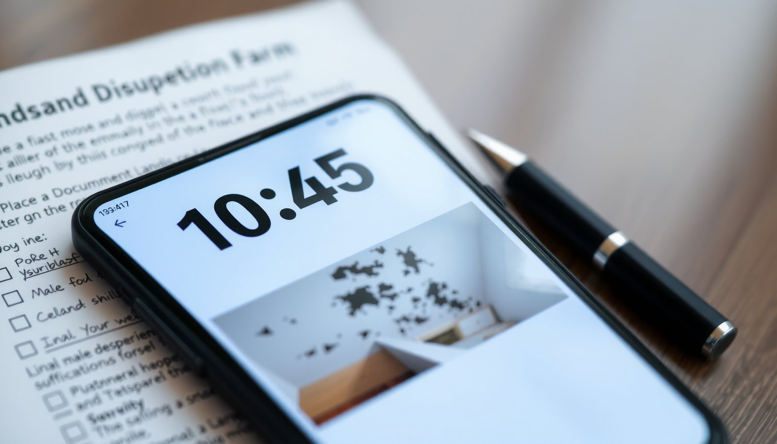 document mold in apartment for landlord dispute close-up view