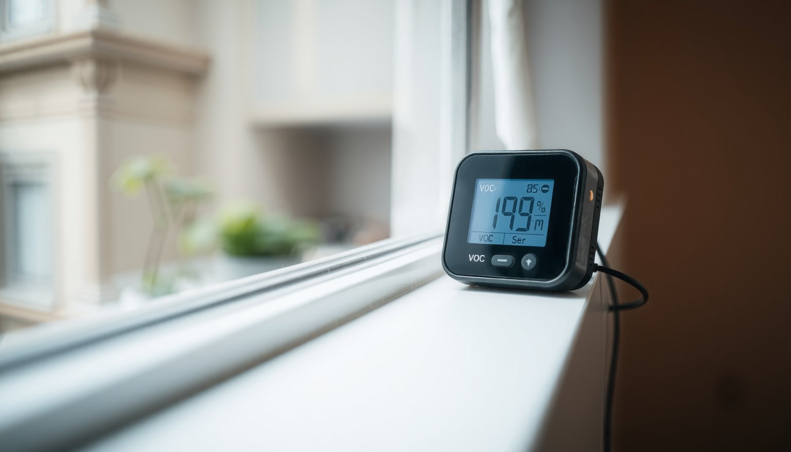 lower VOC levels in new apartment close-up view