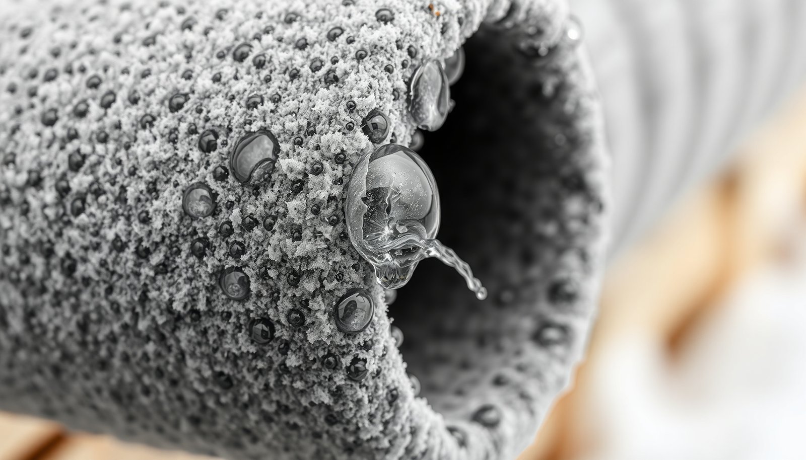 pipe insulation not stopping condensation close-up view