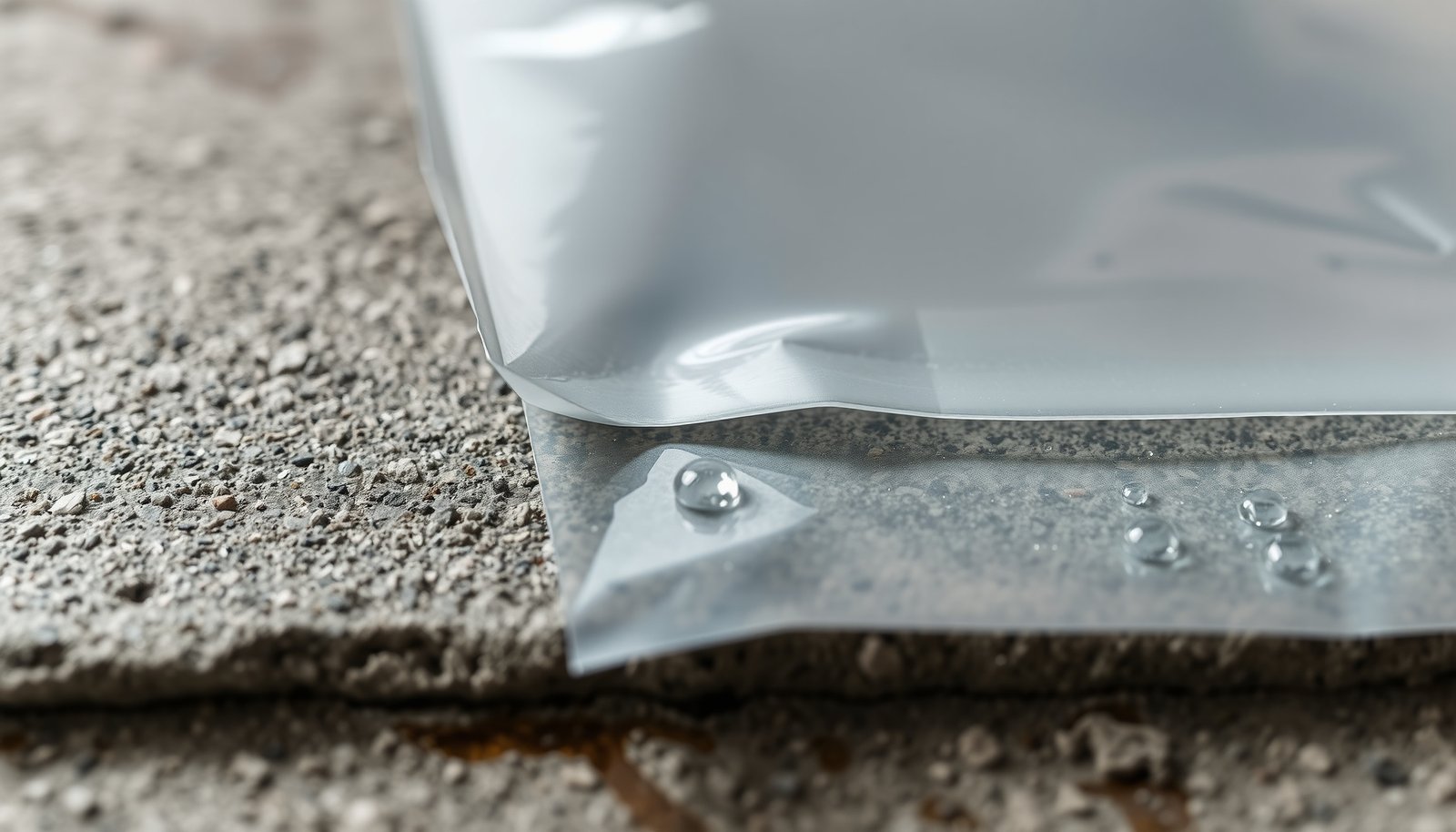 vapor barrier for concrete basement floor close-up view
