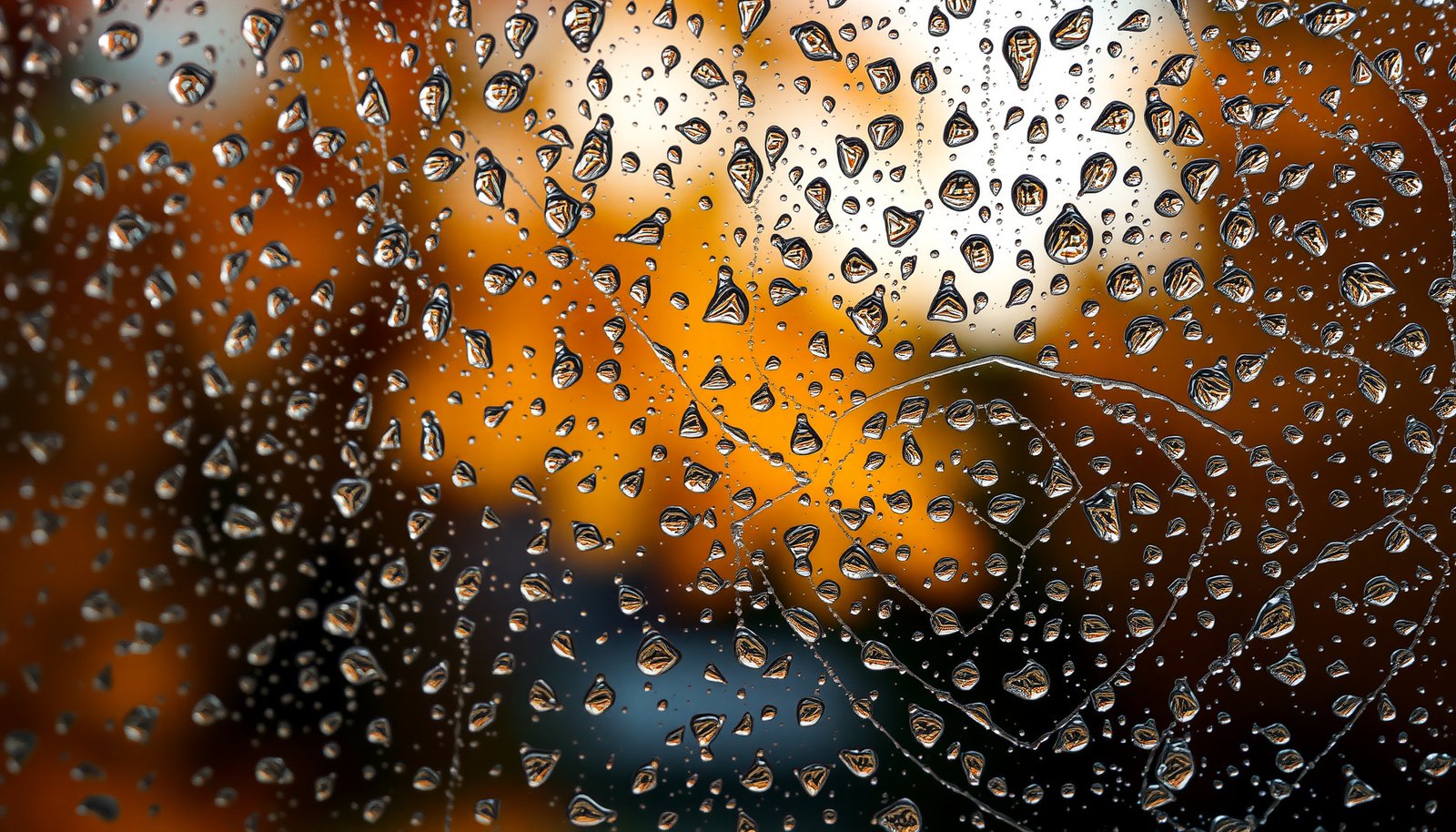 window condensation in fall close-up view
