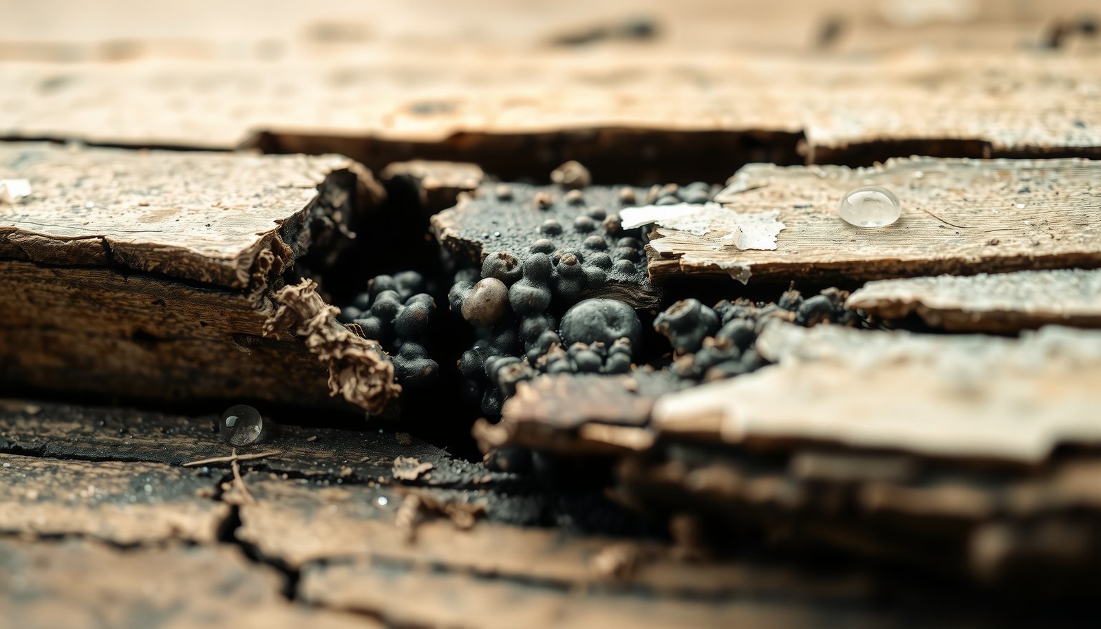 window sill rotting from condensation close-up view